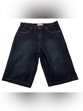 Raw Blue Jeans Men's Size 38 Denim Red Jean Shorts Baggy Rap Y2K Vintage